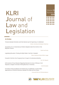KLRI Journal of Law and Legislation Vol.10 No.2, 2020